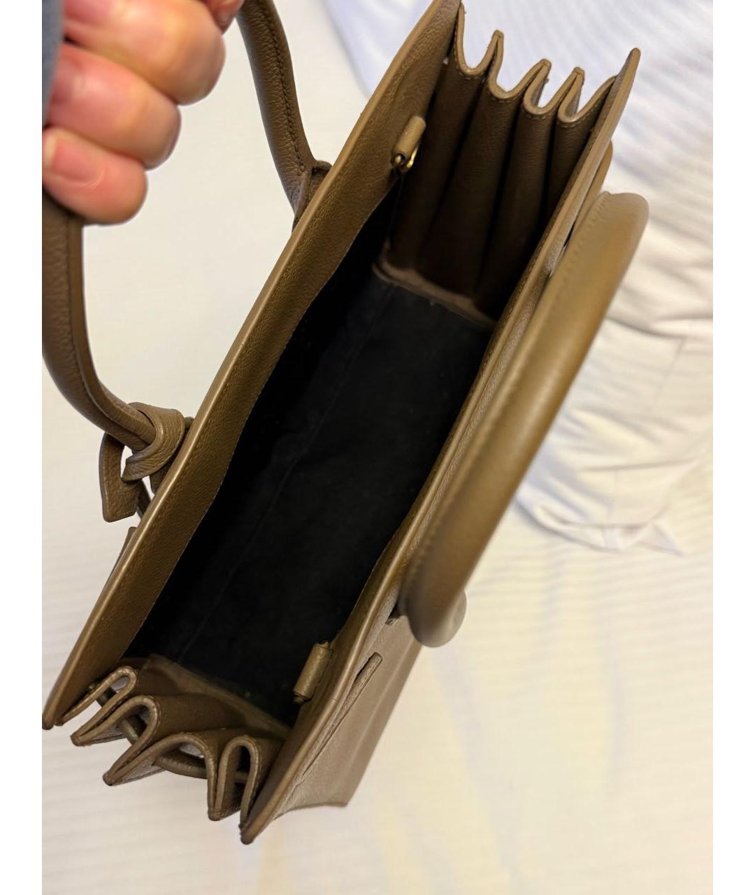 SAINT LAURENT Коричневая кожаная сумка с короткими ручками, фото 4