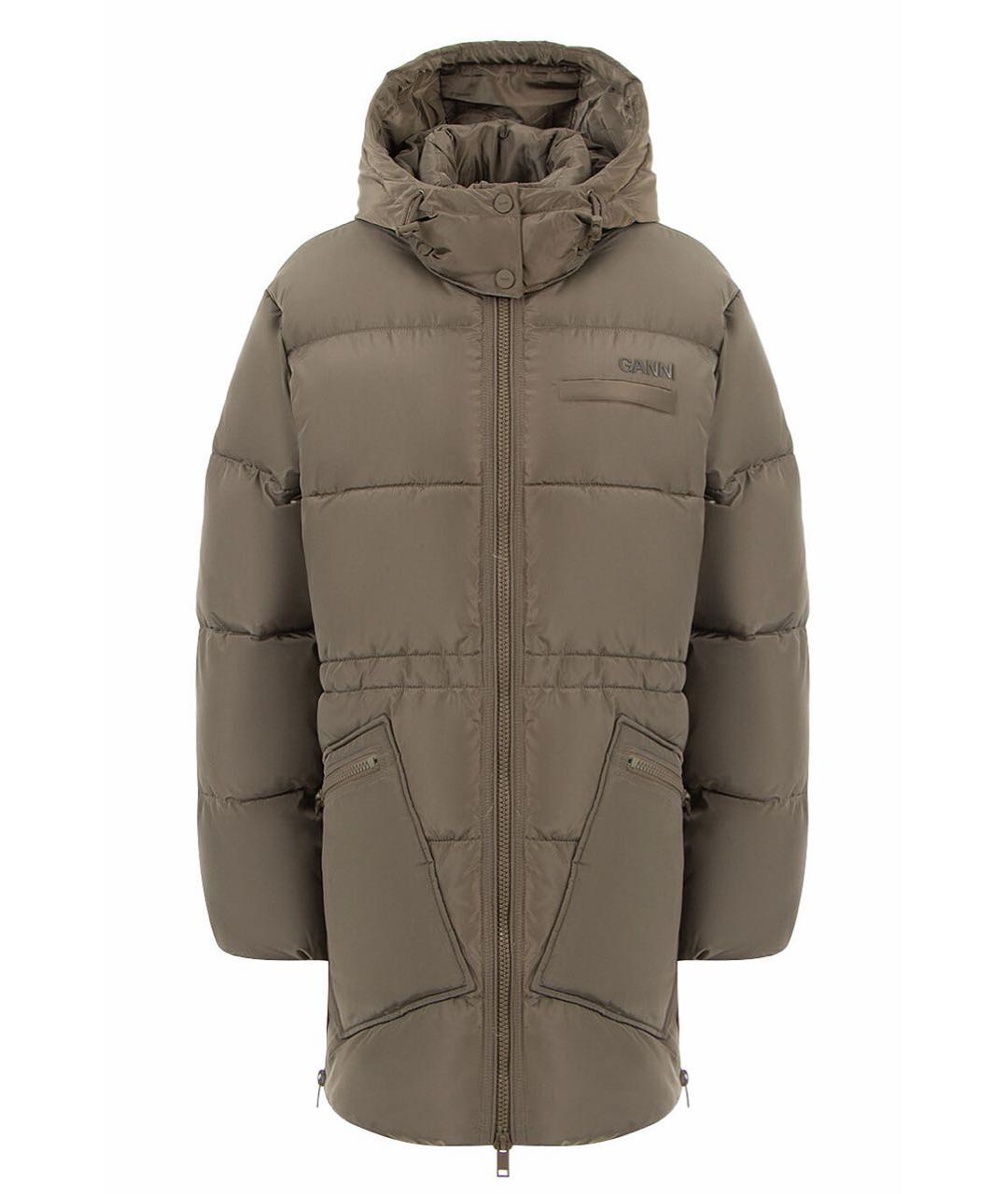 GANNI Хаки полиэстеровая куртка, фото 1