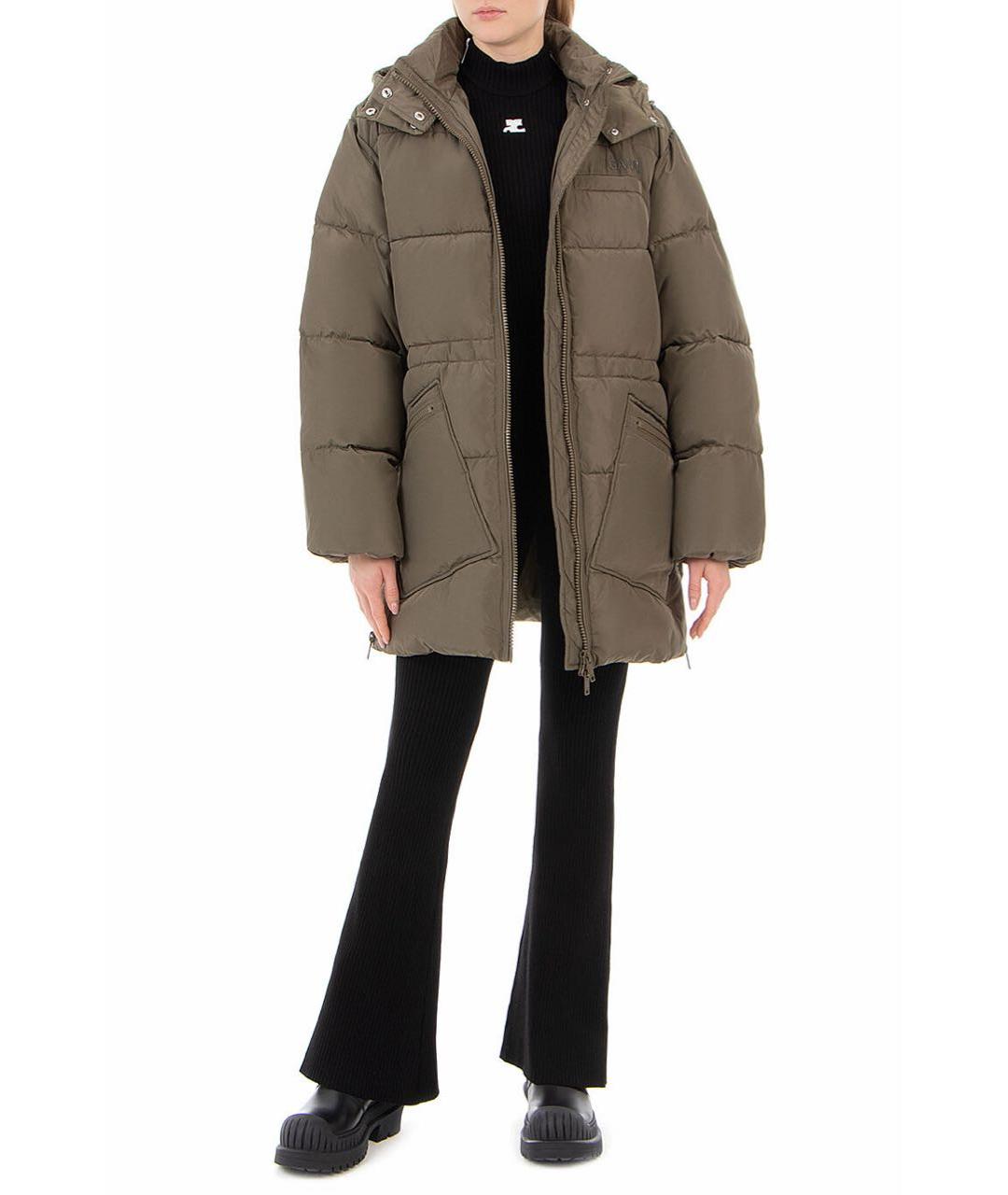 GANNI Хаки полиэстеровая куртка, фото 4