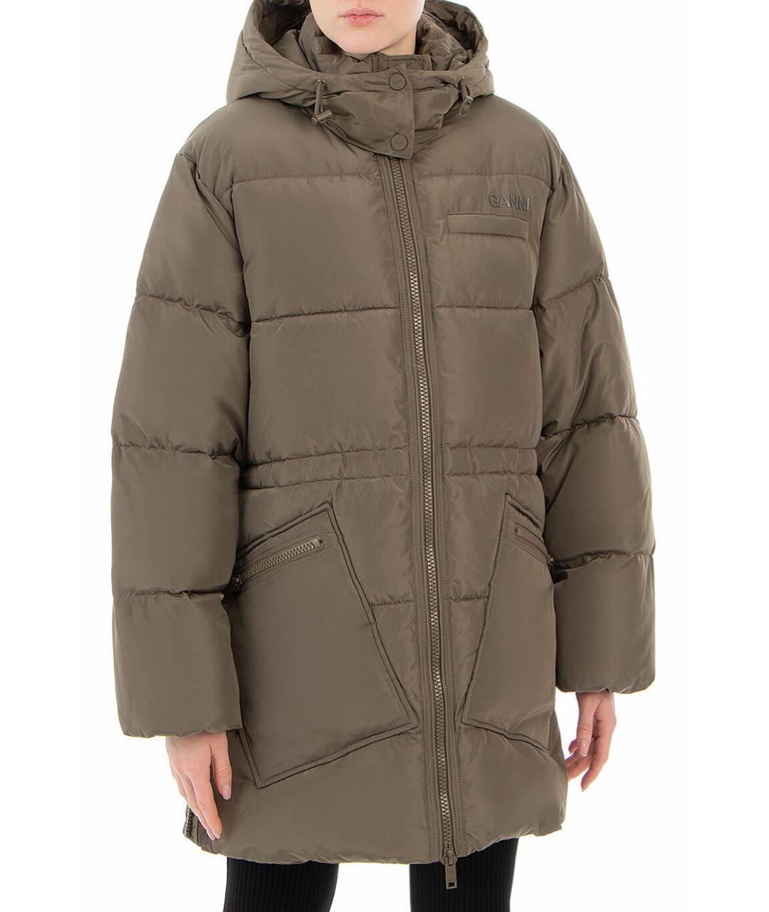 GANNI Хаки полиэстеровая куртка, фото 2