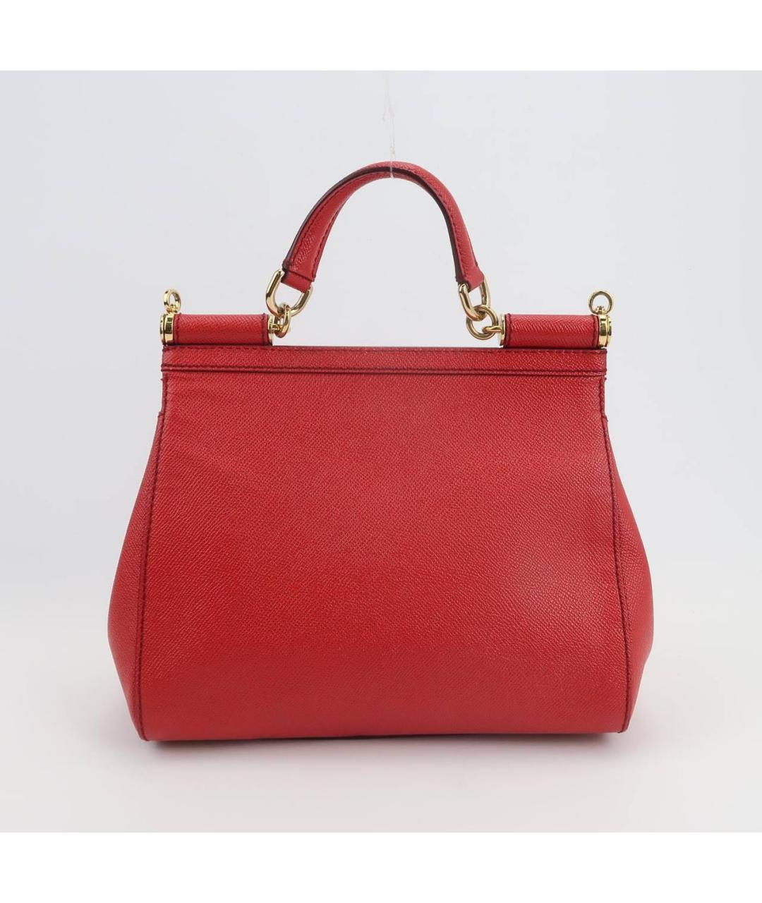 DOLCE&GABBANA Красная кожаная сумка с короткими ручками, фото 4