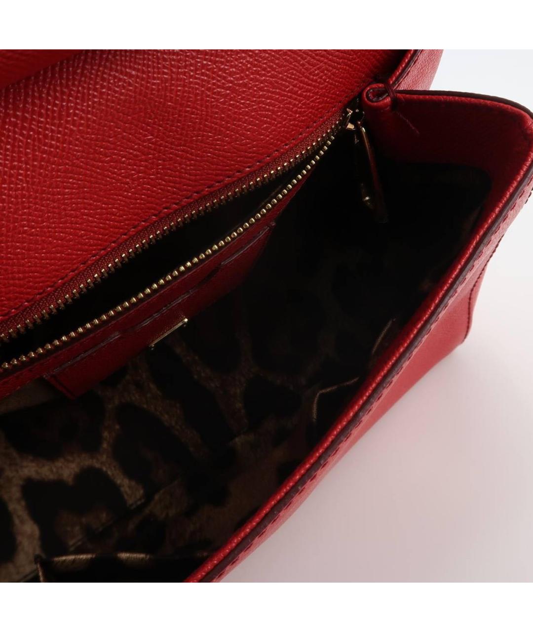 DOLCE&GABBANA Красная кожаная сумка с короткими ручками, фото 6