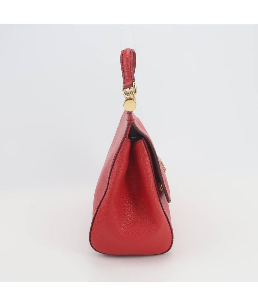 DOLCE&GABBANA Красная кожаная сумка с короткими ручками, фото 3