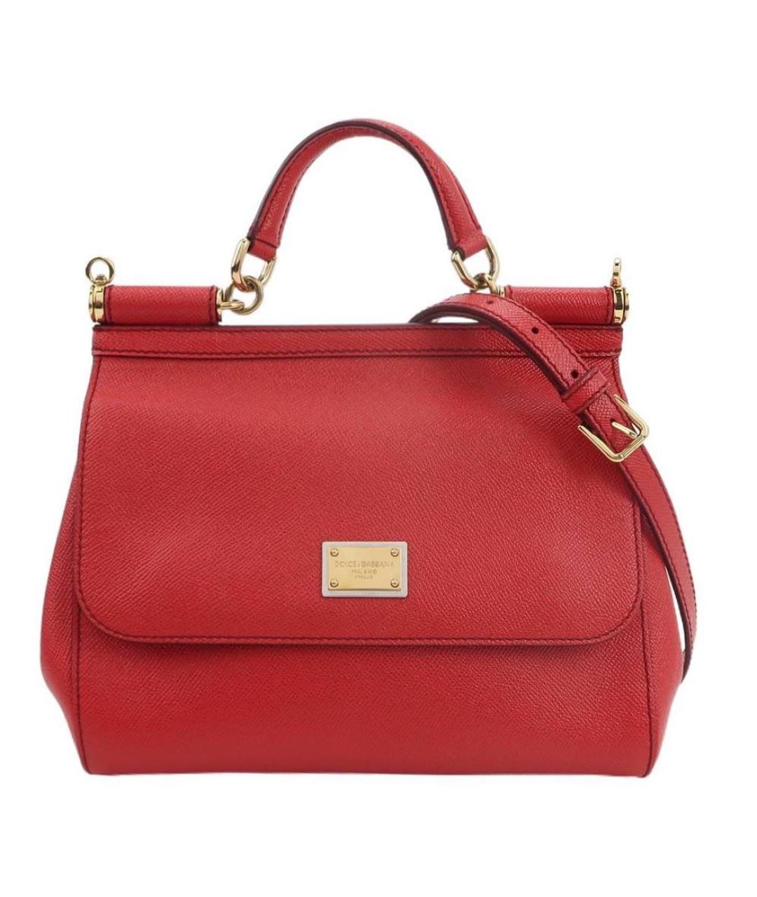 DOLCE&GABBANA Красная кожаная сумка с короткими ручками, фото 1