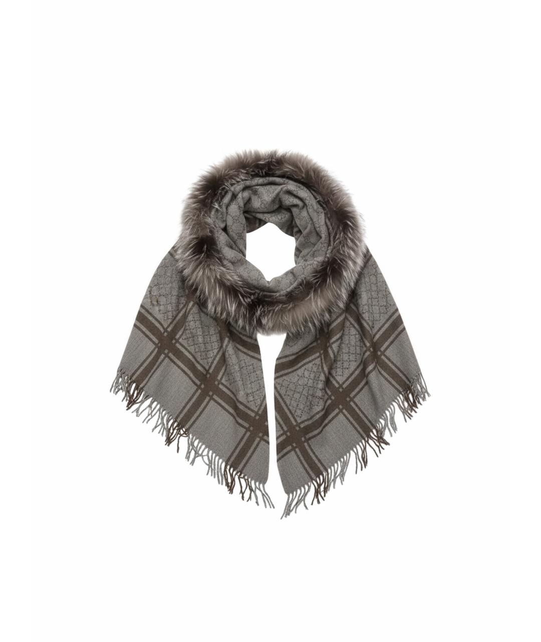 GUCCI Серый шерстяной платок, фото 1