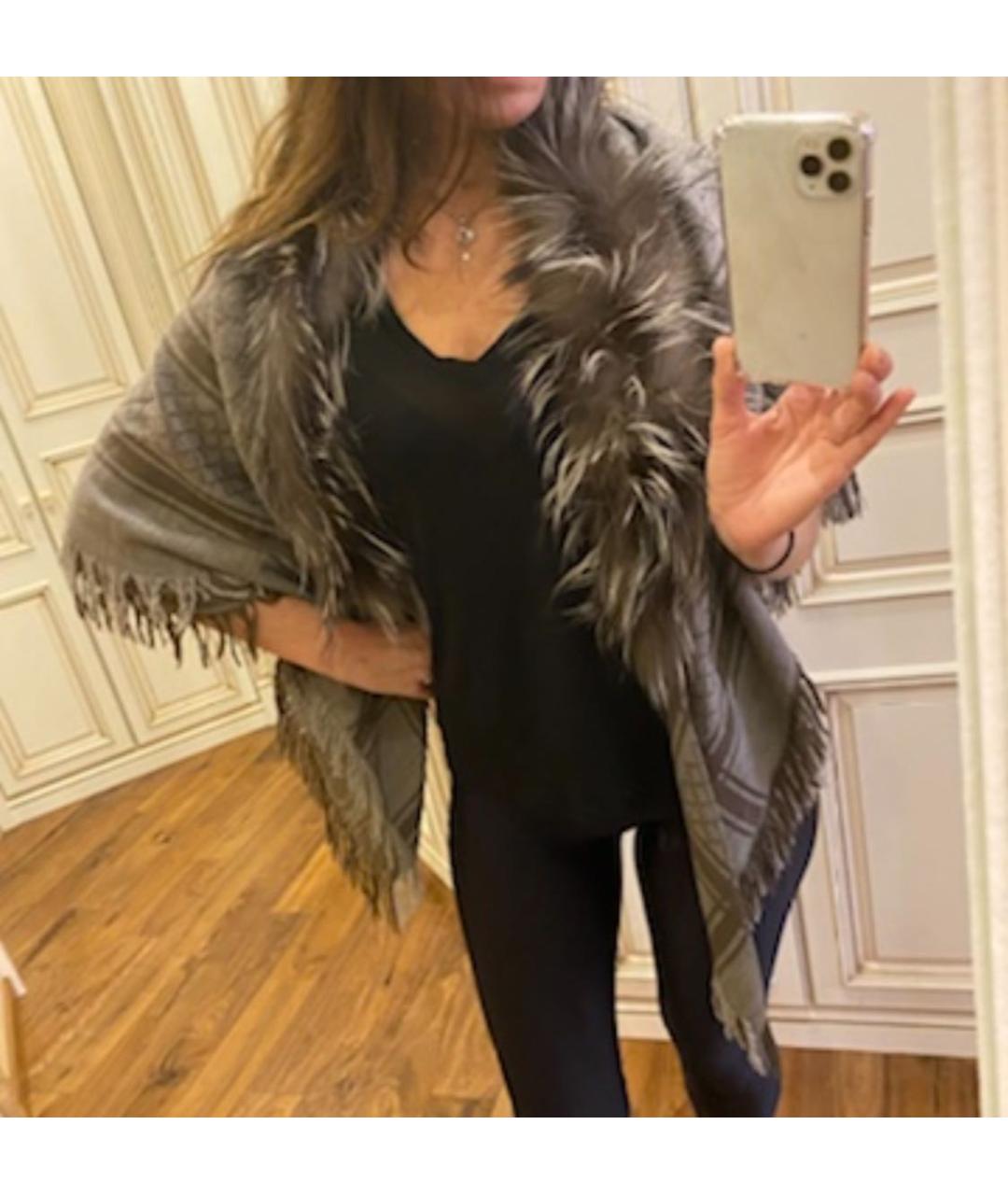 GUCCI Серый шерстяной платок, фото 4