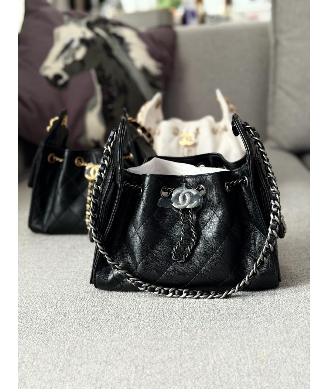 CHANEL Черная кожаная сумка тоут, фото 7