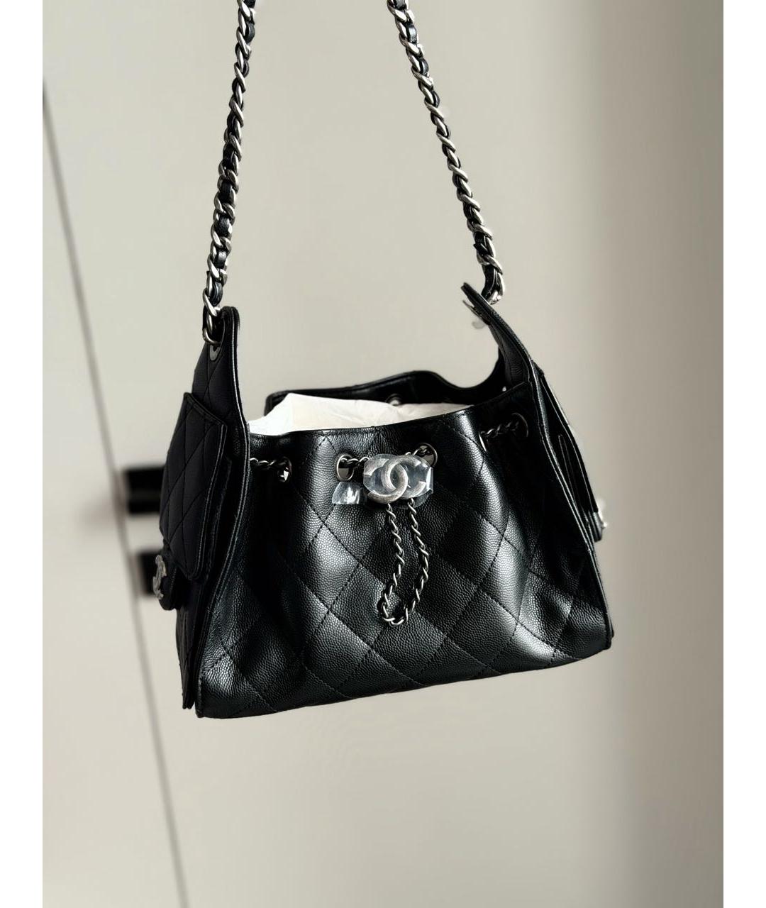 CHANEL Черная кожаная сумка тоут, фото 3