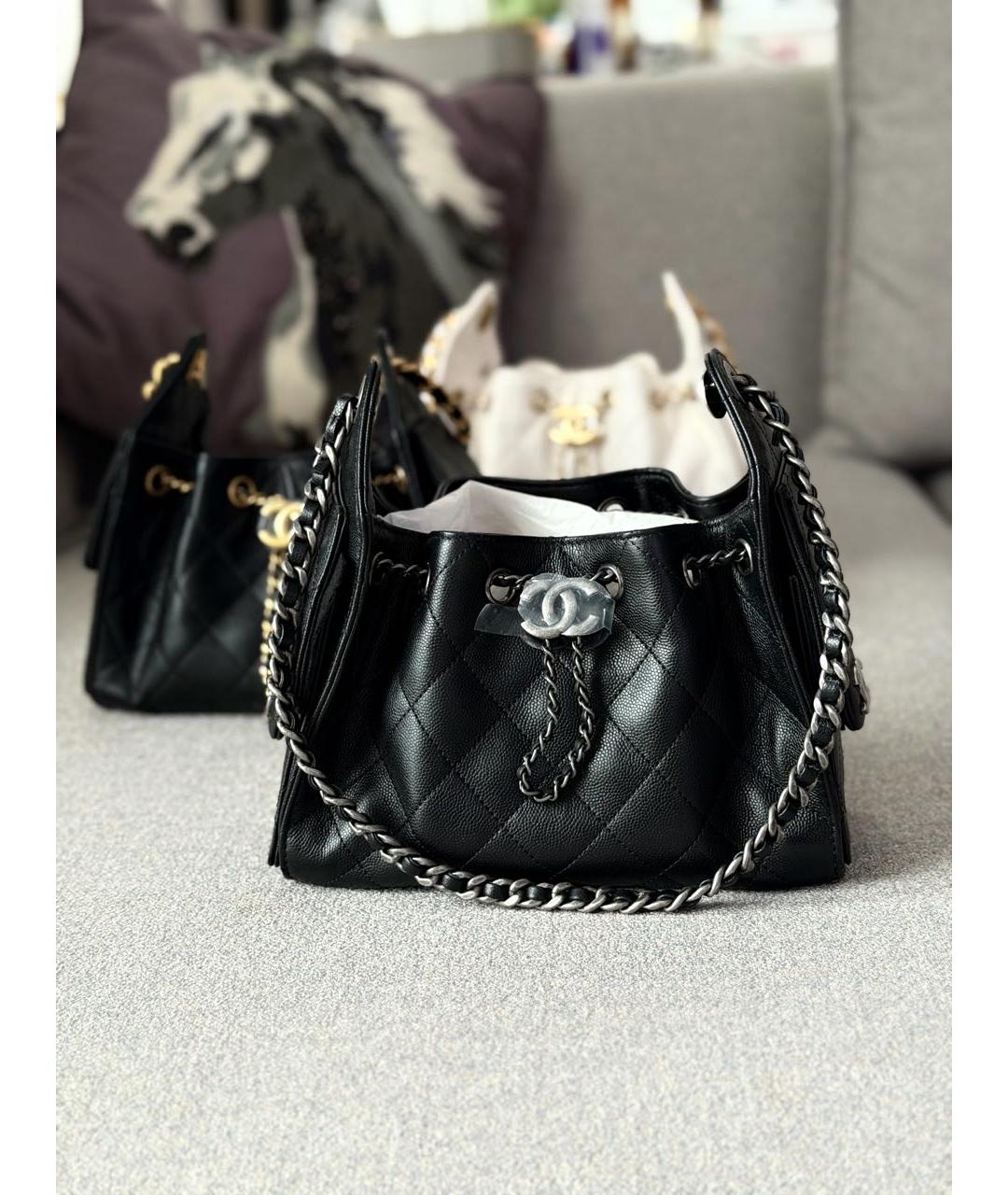 CHANEL Черная кожаная сумка тоут, фото 2