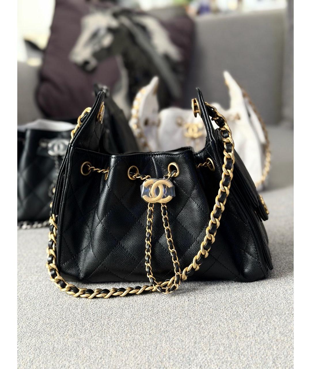 CHANEL Черная кожаная сумка тоут, фото 2