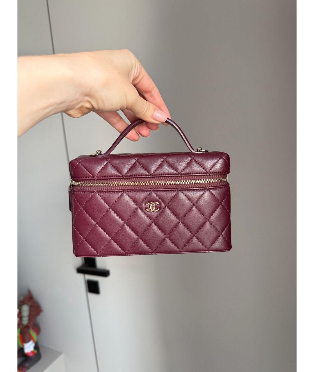 CHANEL Бордовая кожаная сумка с короткими ручками, фото 2