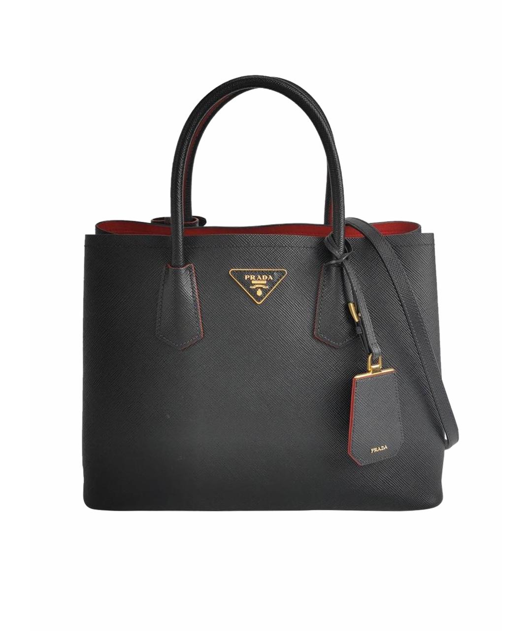 PRADA Черная кожаная сумка тоут, фото 8