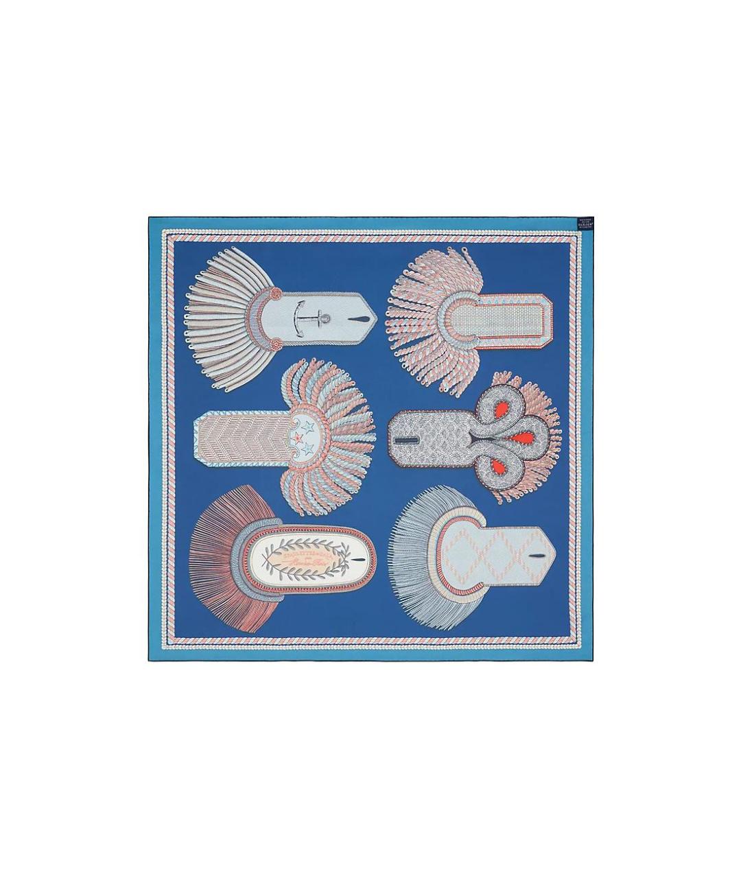 HERMES Синий шелковый шарф, фото 3