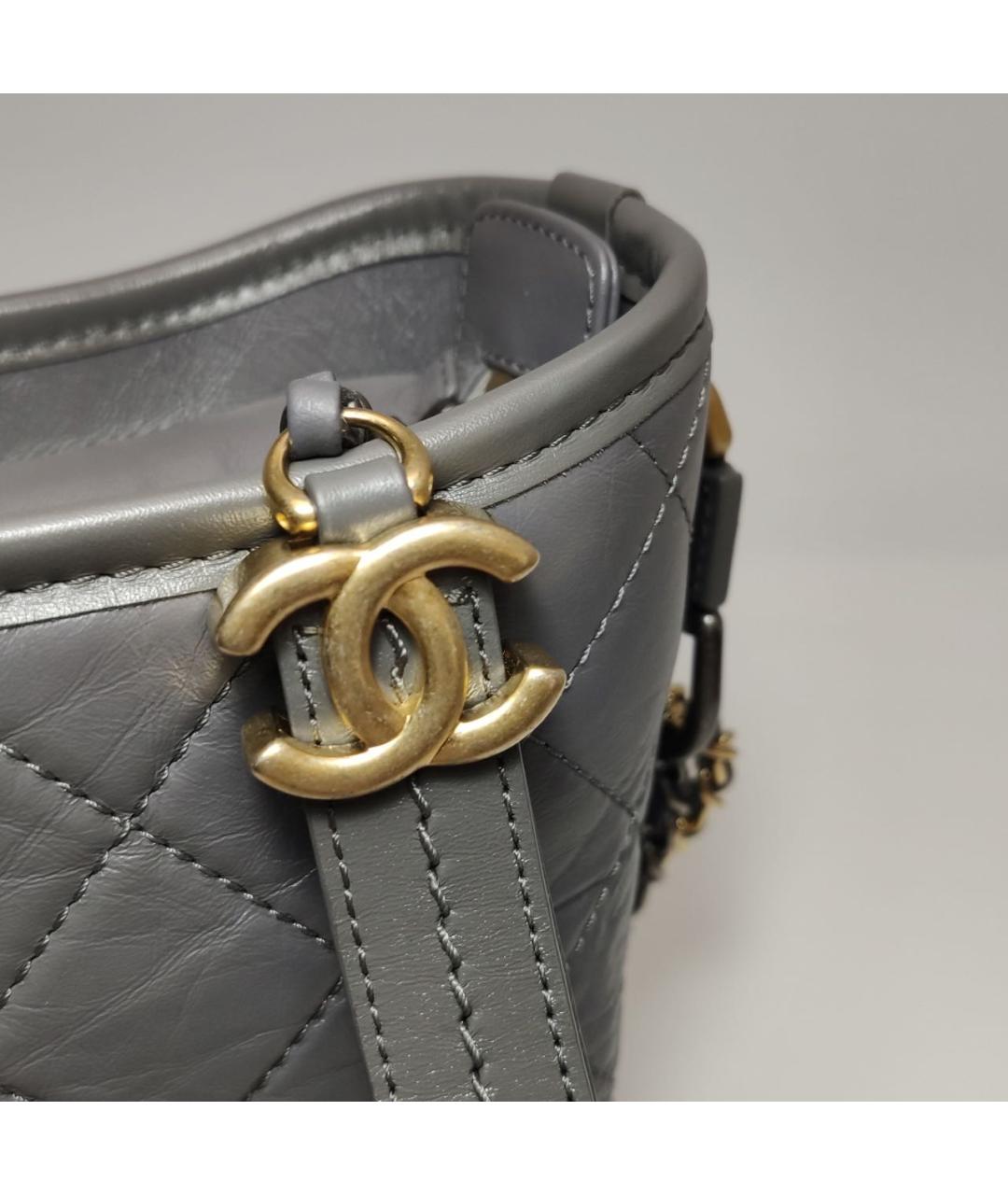 CHANEL Антрацитовая кожаная сумка через плечо, фото 6