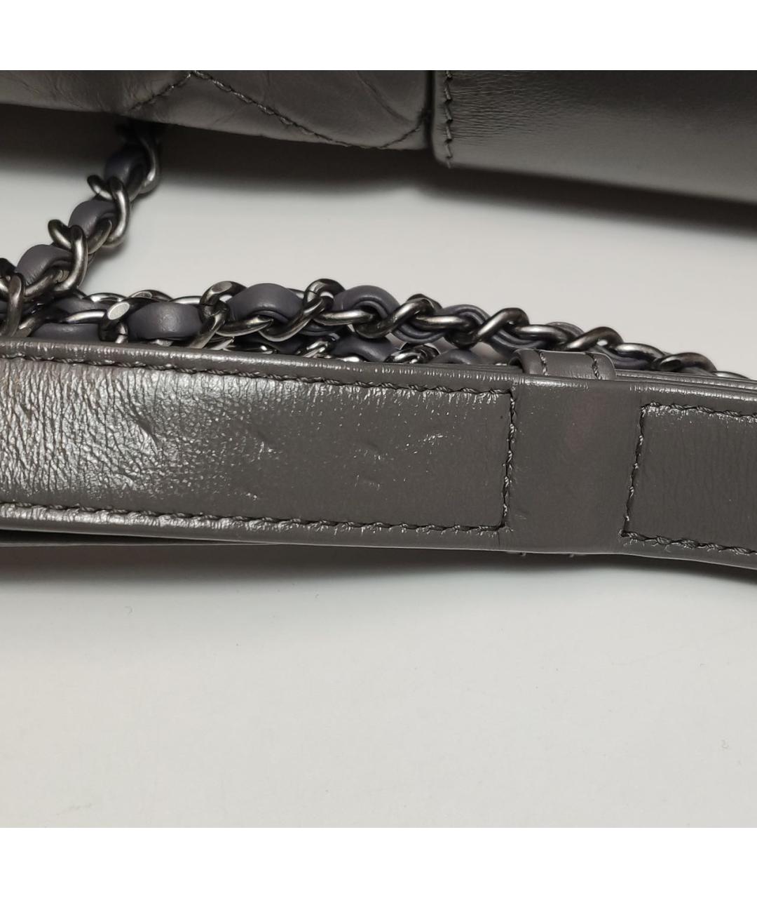 CHANEL Антрацитовая кожаная сумка через плечо, фото 8