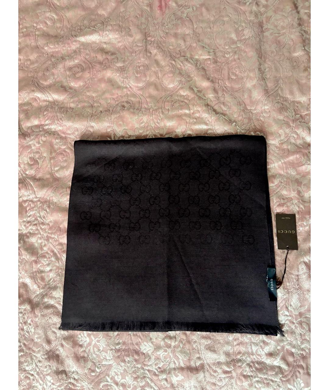 GUCCI Коричневый шерстяной шарф, фото 5