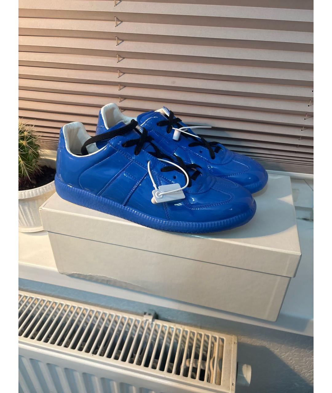 MAISON MARGIELA Синие кеды из лакированной кожи, фото 6