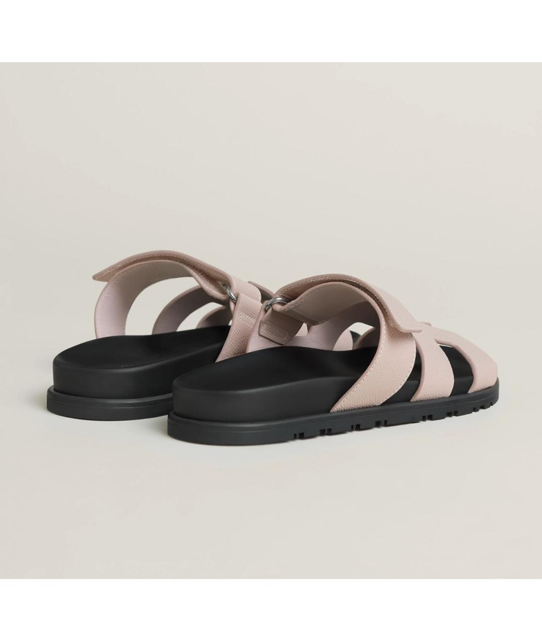 HERMES Розовые кожаные шлепанцы, фото 5