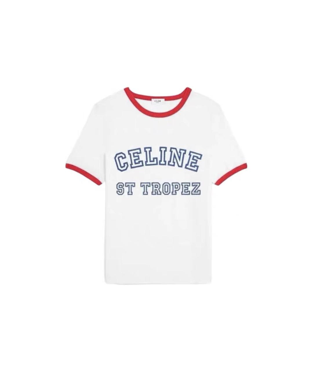 CELINE Белая хлопковая футболка, фото 5