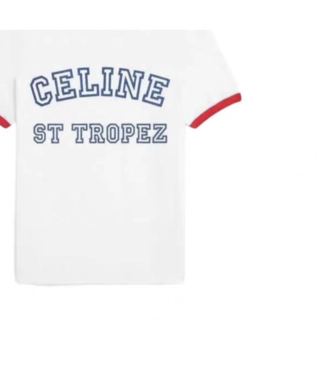 CELINE Белая хлопковая футболка, фото 3