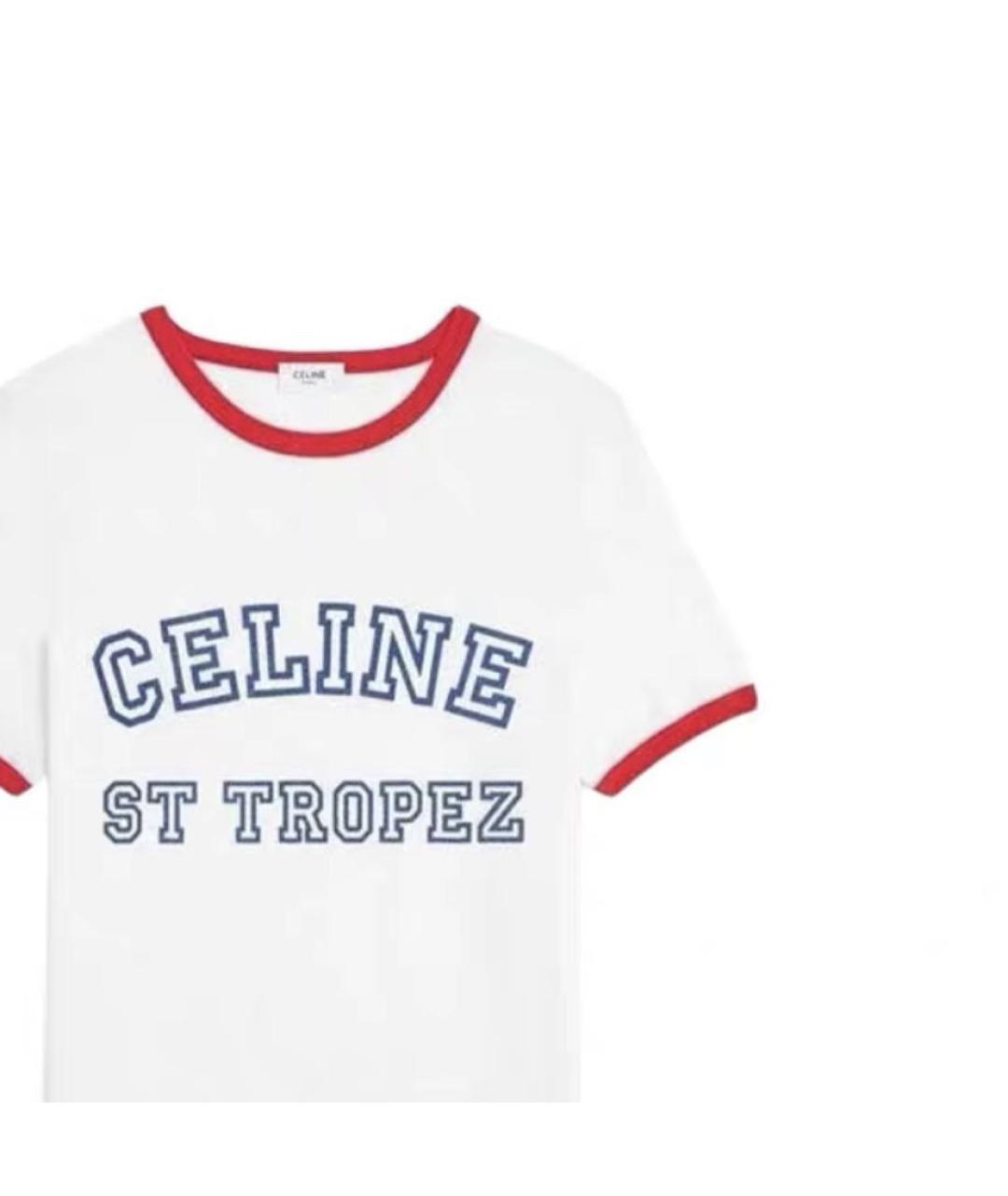 CELINE Белая хлопковая футболка, фото 2