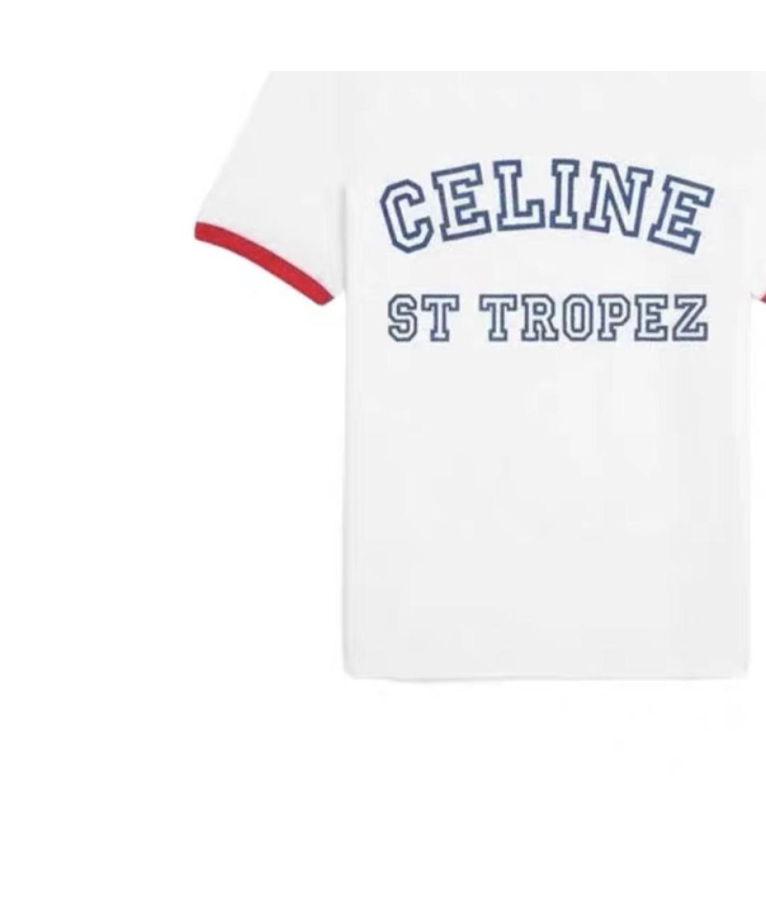 CELINE Белая хлопковая футболка, фото 4