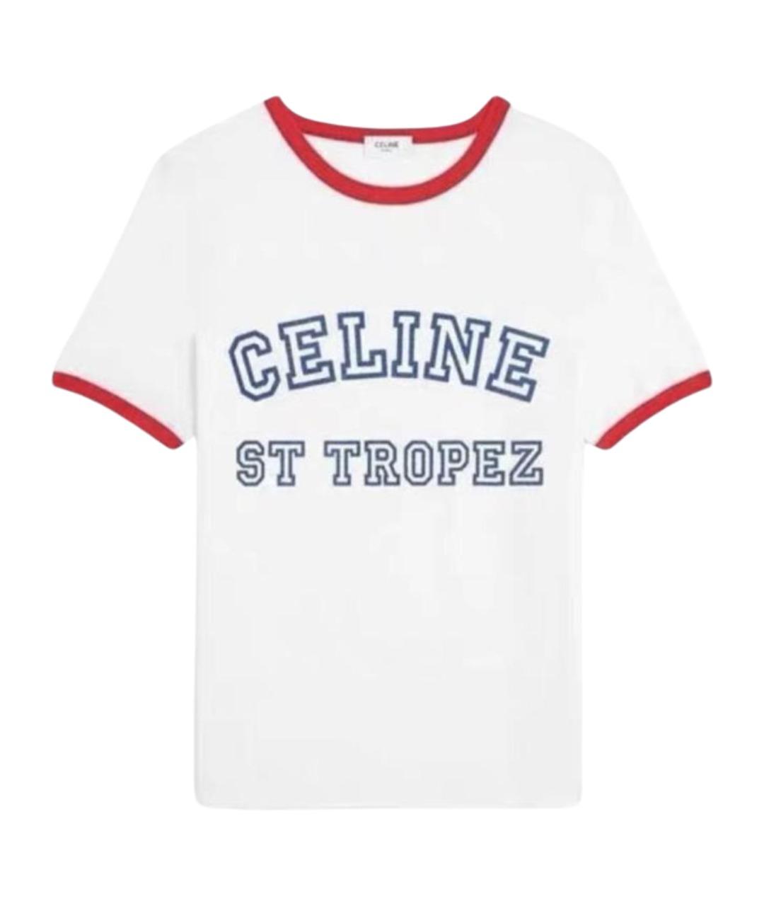 CELINE Белая хлопковая футболка, фото 1