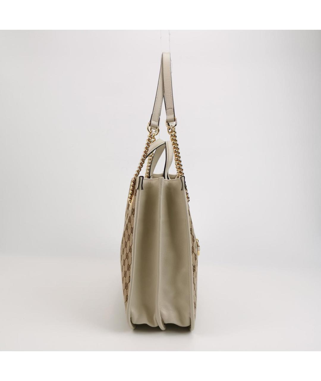 GUCCI Белая кожаная сумка тоут, фото 3