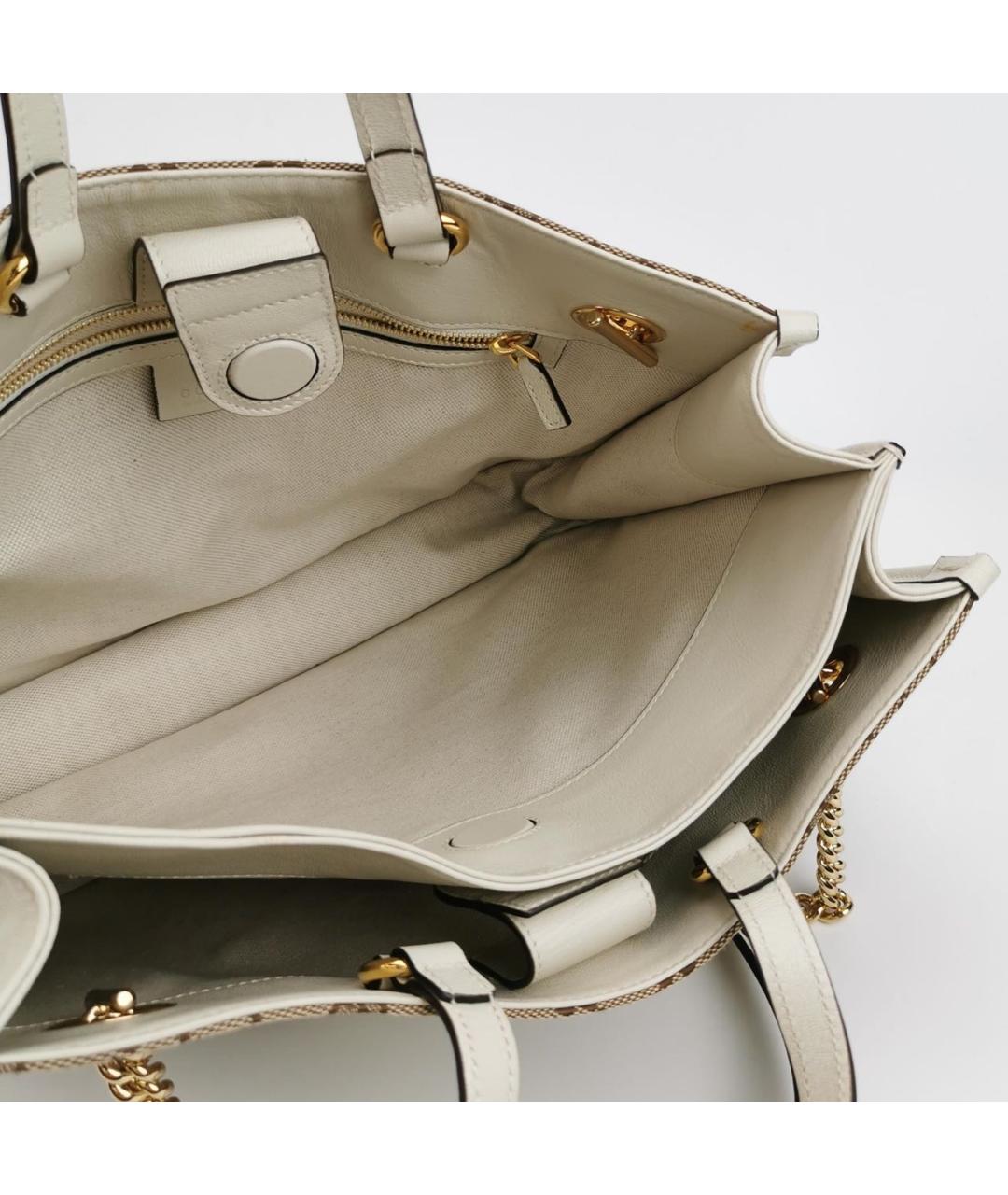 GUCCI Белая кожаная сумка тоут, фото 4