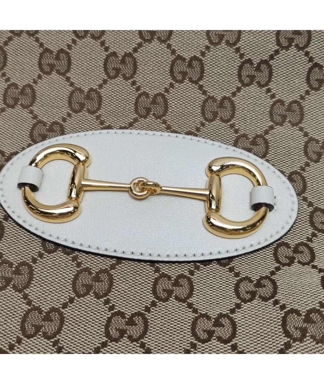 GUCCI Белая кожаная сумка тоут, фото 6