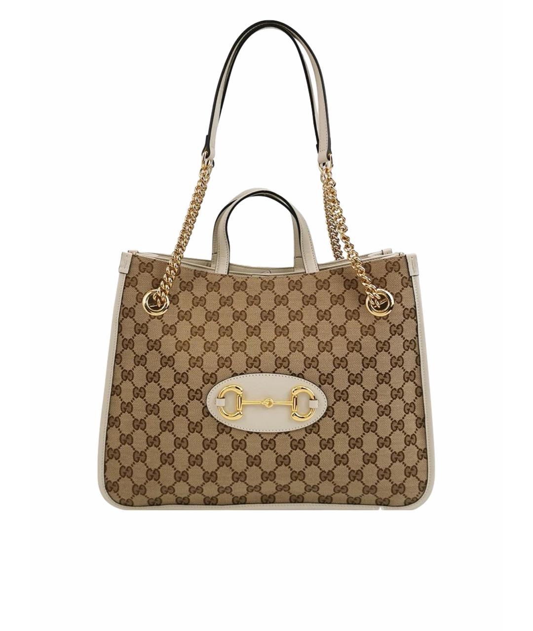 GUCCI Белая кожаная сумка тоут, фото 1