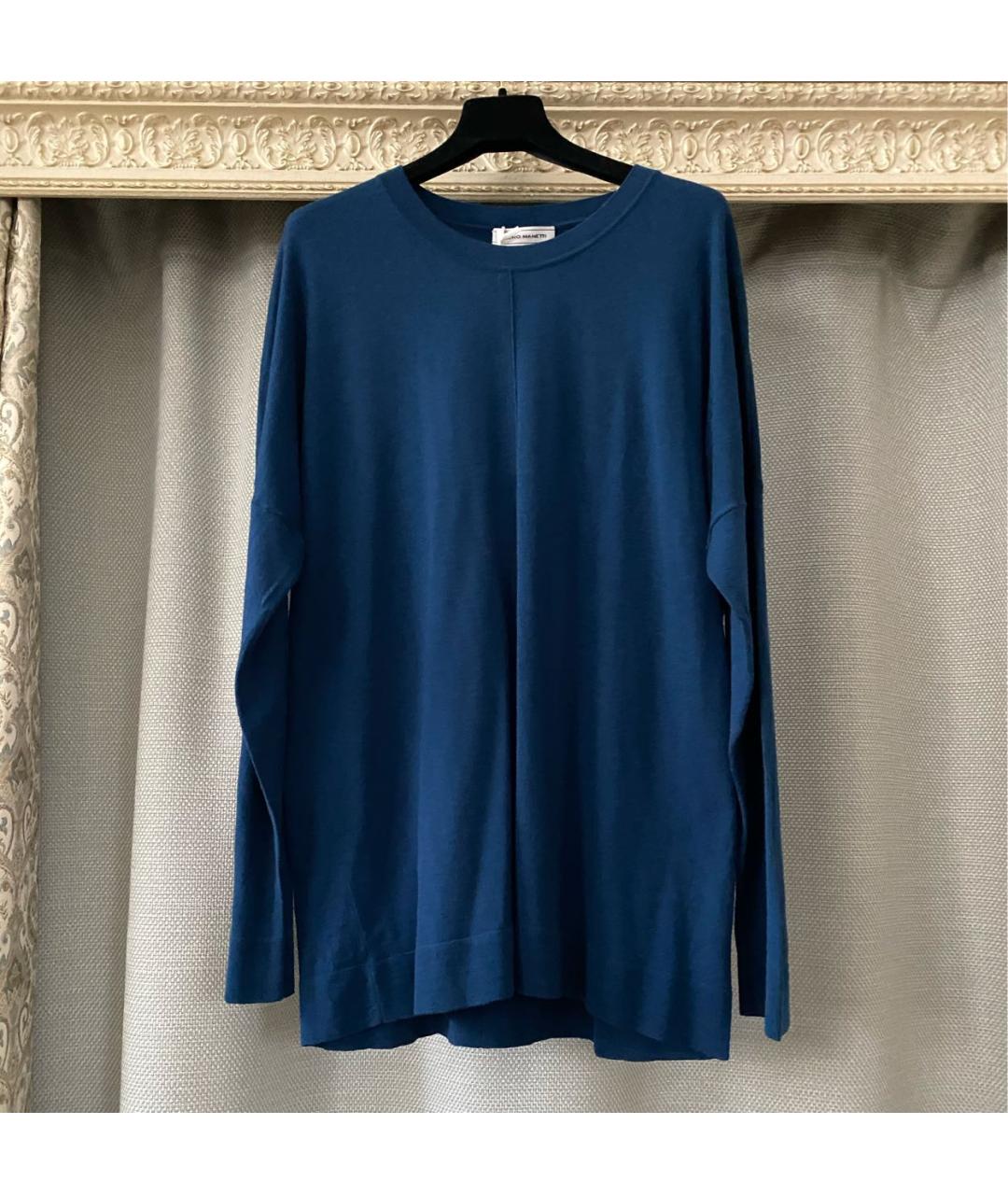 Bruno Manetti Темно-синий шерстяной джемпер / свитер, фото 9