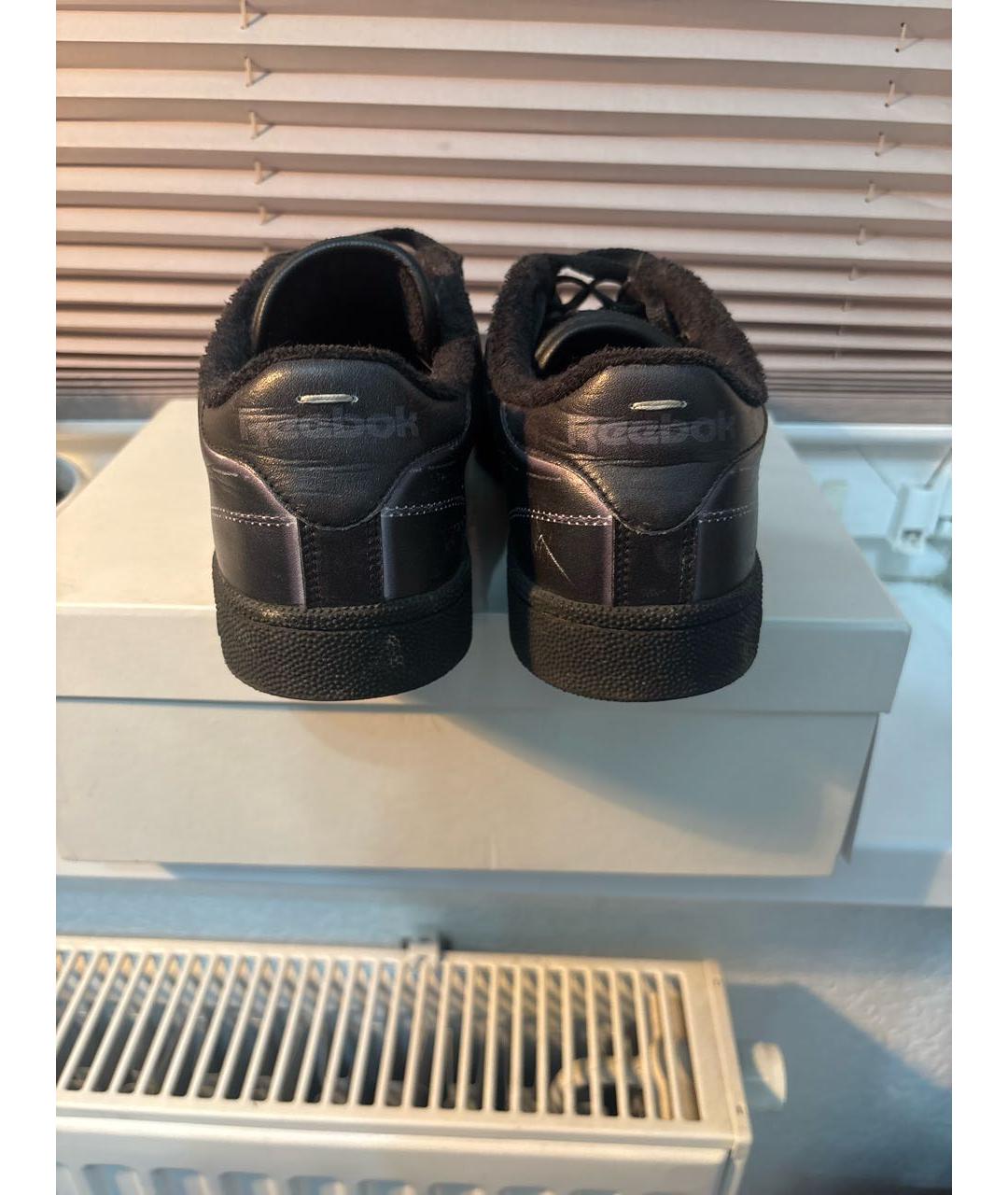 MAISON MARGIELA Черные кожаные низкие кроссовки / кеды, фото 4