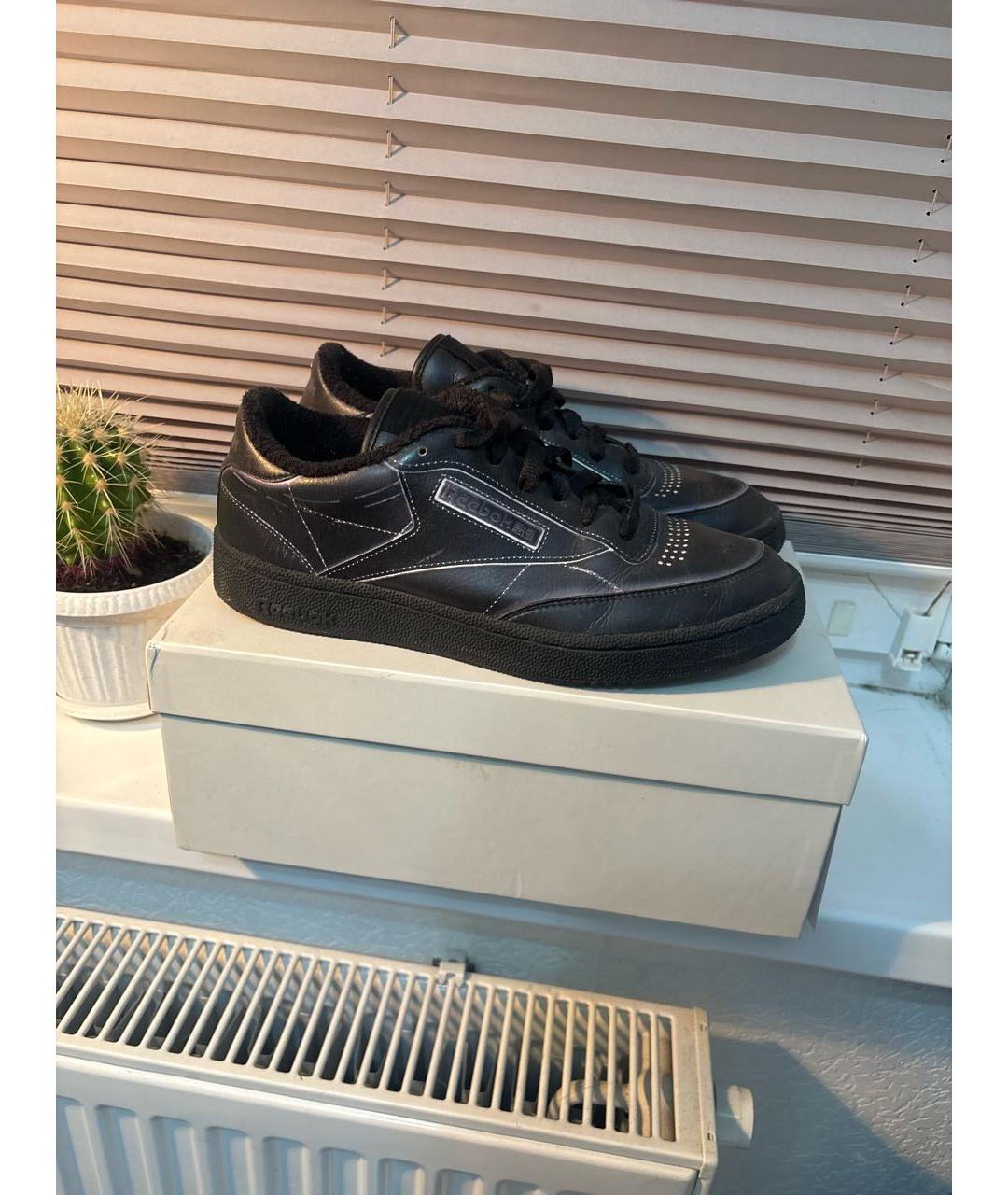 MAISON MARGIELA Черные кожаные низкие кроссовки / кеды, фото 6