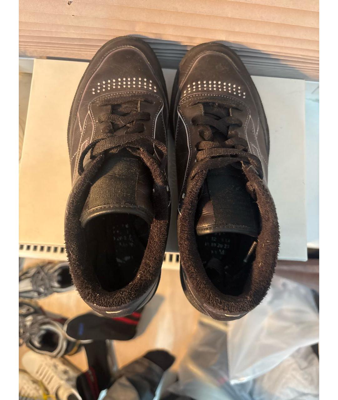 MAISON MARGIELA Черные кожаные низкие кроссовки / кеды, фото 3