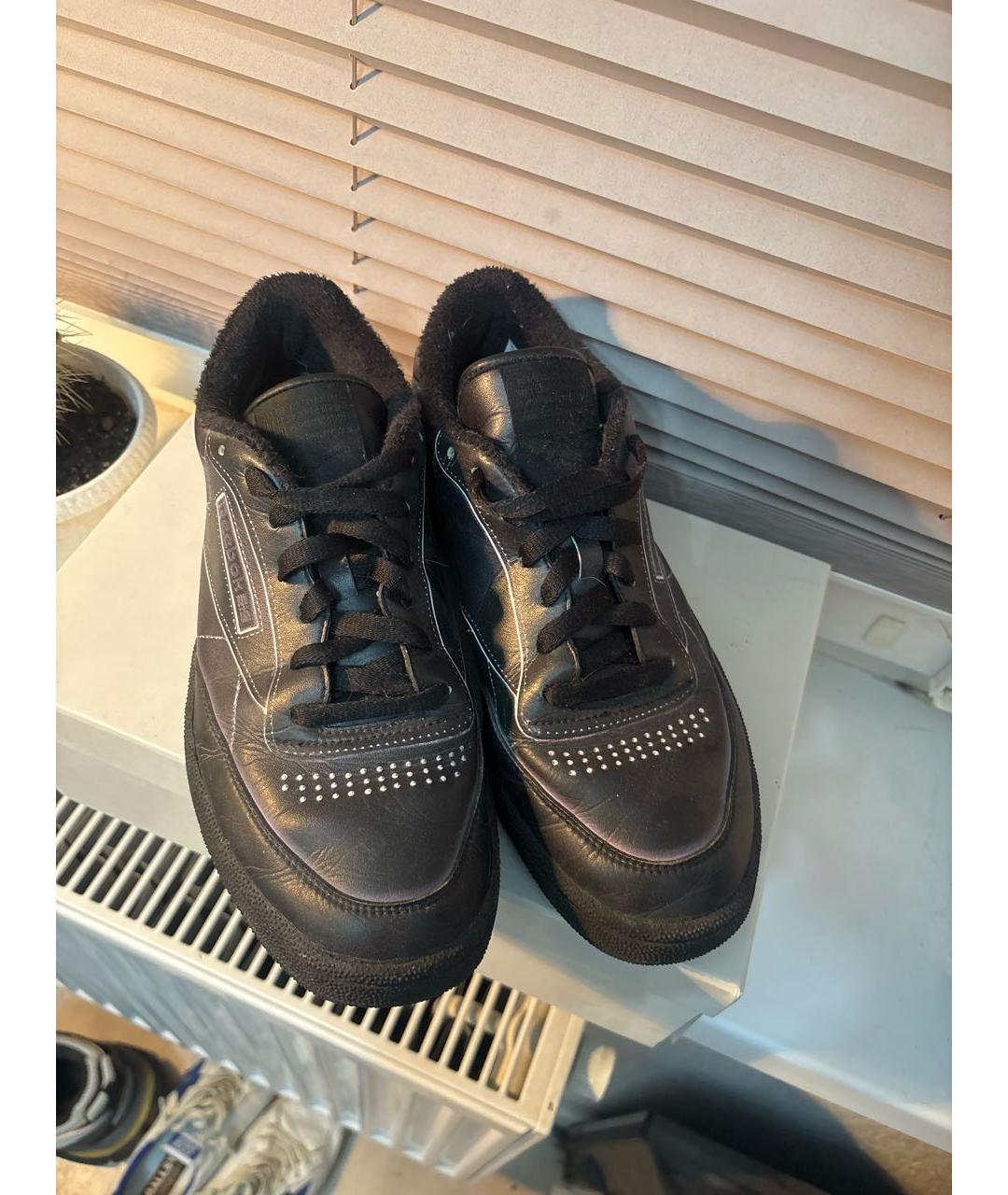 MAISON MARGIELA Черные кожаные низкие кроссовки / кеды, фото 2