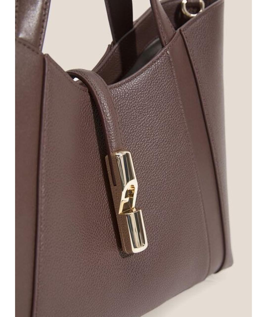 FURLA Коричневая кожаная сумка с короткими ручками, фото 2