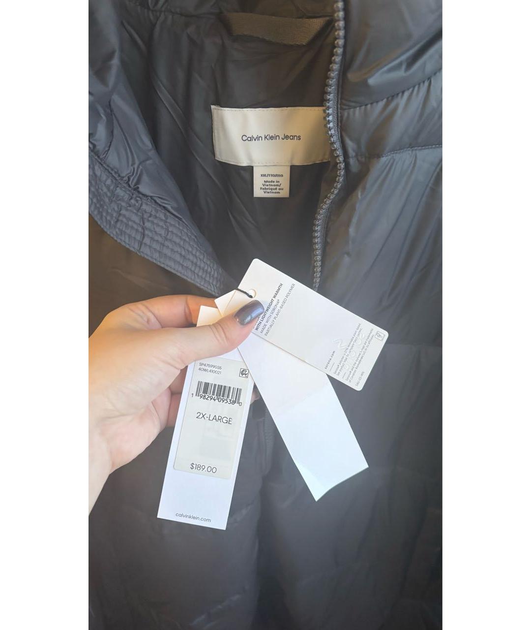 CALVIN KLEIN Антрацитовый полиэстеровый пуховик, фото 4