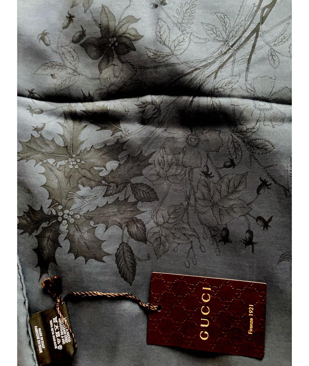 GUCCI Темно-синий шелковый платок, фото 4