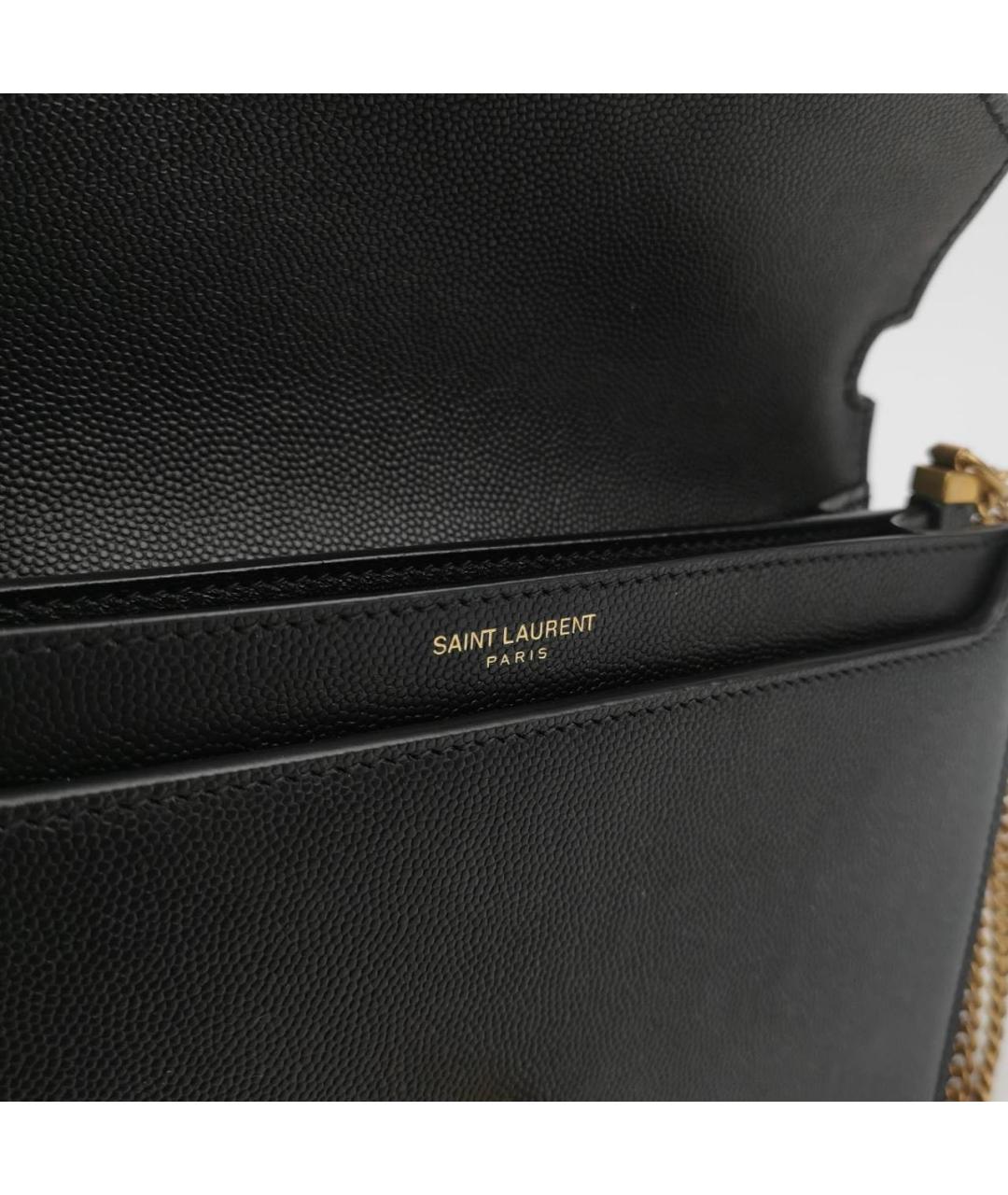 SAINT LAURENT Черная кожаная сумка через плечо, фото 5