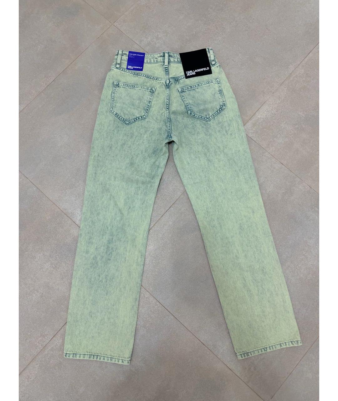 KARL LAGERFELD Зеленые хлопковые прямые джинсы, фото 2