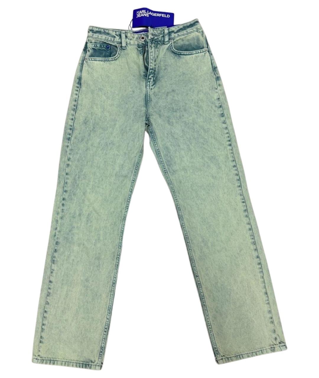 KARL LAGERFELD Зеленые хлопковые прямые джинсы, фото 1