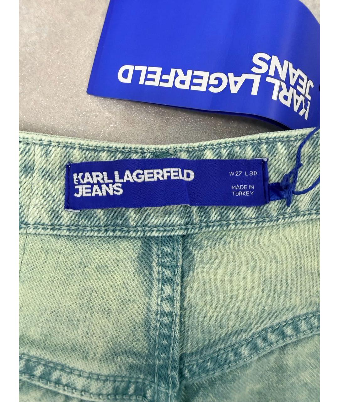 KARL LAGERFELD Зеленые хлопковые прямые джинсы, фото 8
