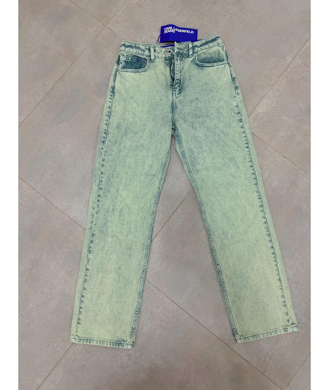 KARL LAGERFELD Зеленые хлопковые прямые джинсы, фото 9