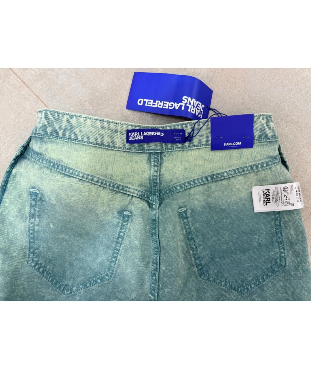 KARL LAGERFELD Зеленые хлопковые прямые джинсы, фото 3