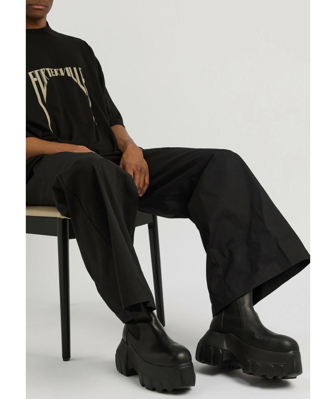 RICK OWENS Черные кожаные низкие ботинки, фото 9