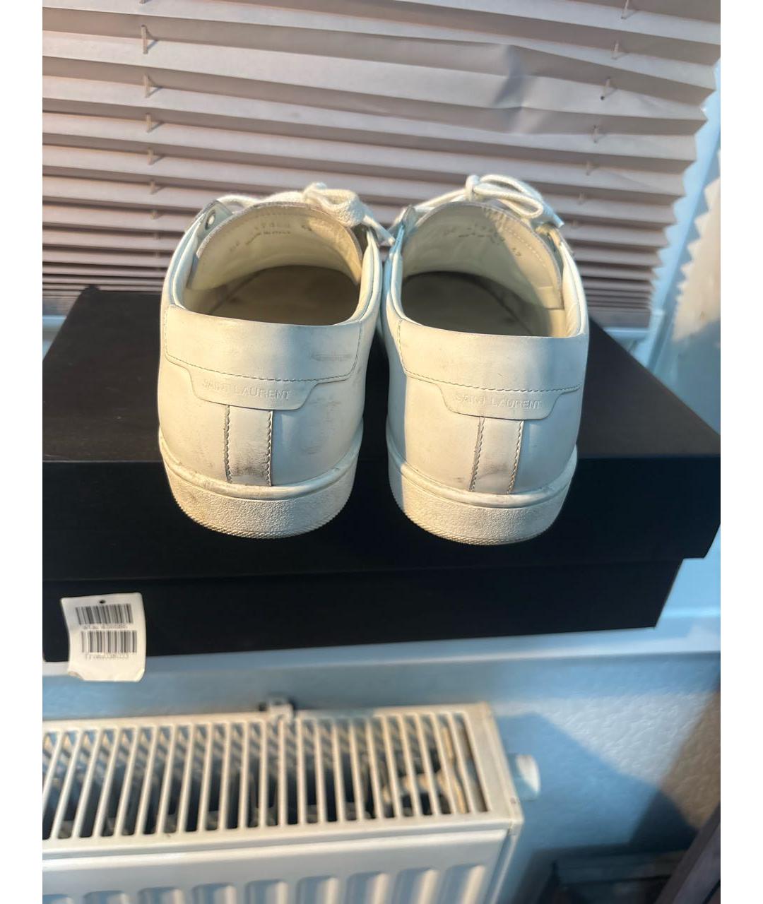 SAINT LAURENT Белые кожаные низкие кроссовки / кеды, фото 4