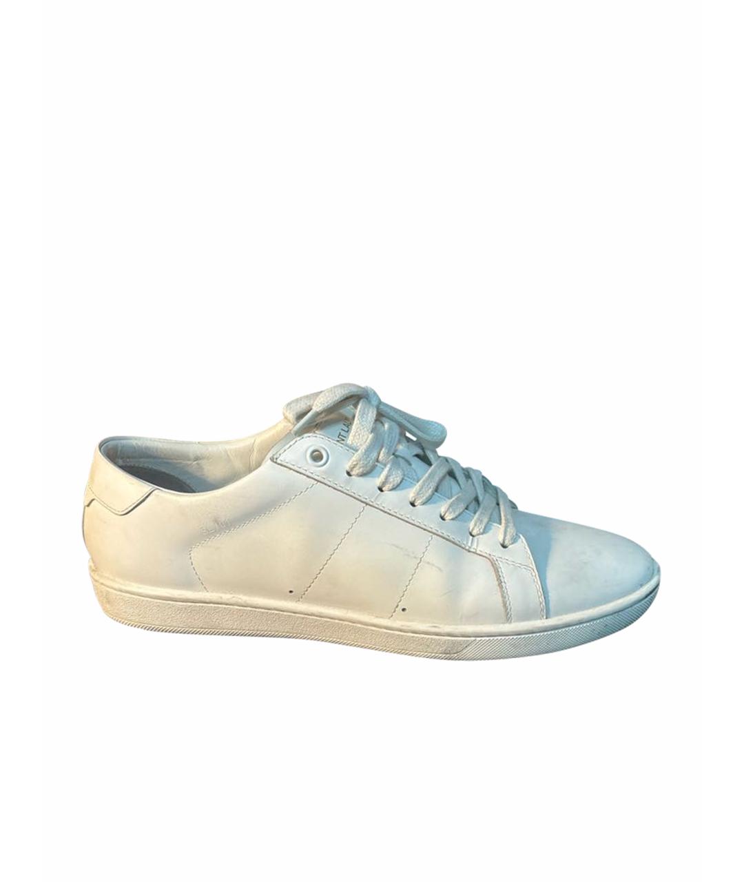 SAINT LAURENT Белые кожаные низкие кроссовки / кеды, фото 1