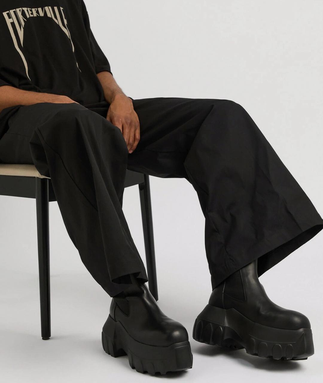 RICK OWENS Черные кожаные ботинки, фото 9