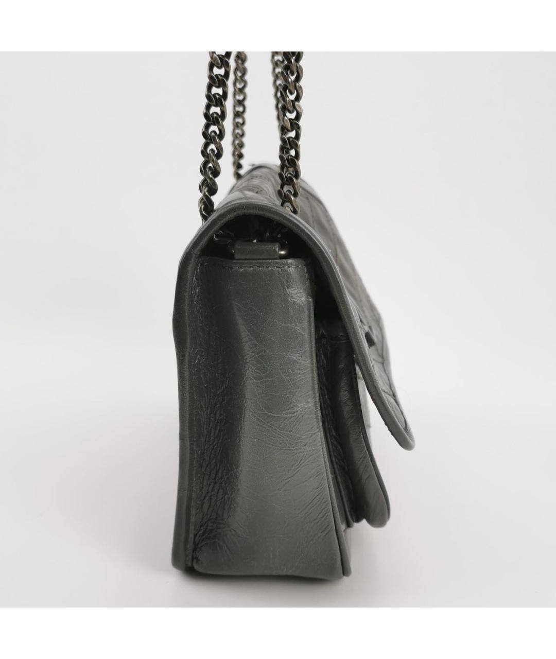 SAINT LAURENT Антрацитовая кожаная сумка через плечо, фото 3